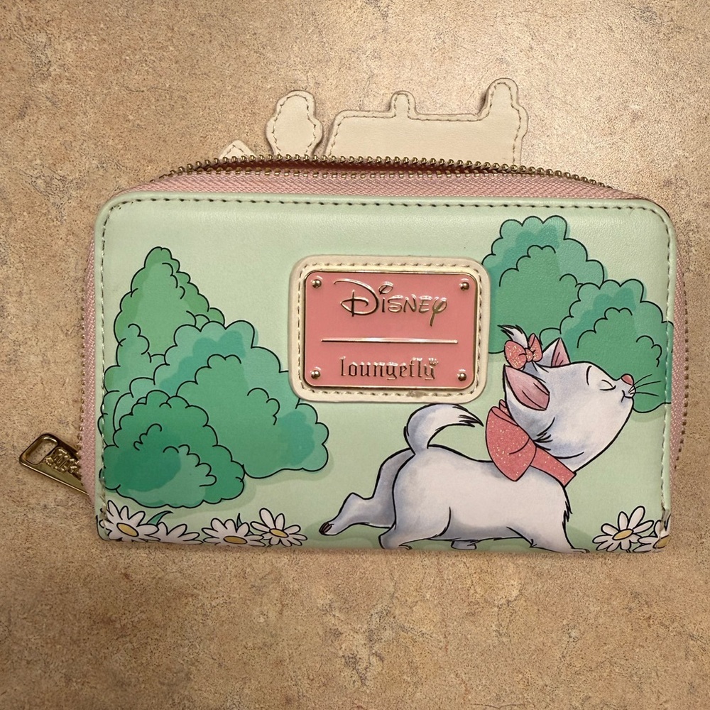 Loungefly Disney Marie Mint Green Pink Zip Around Wallet